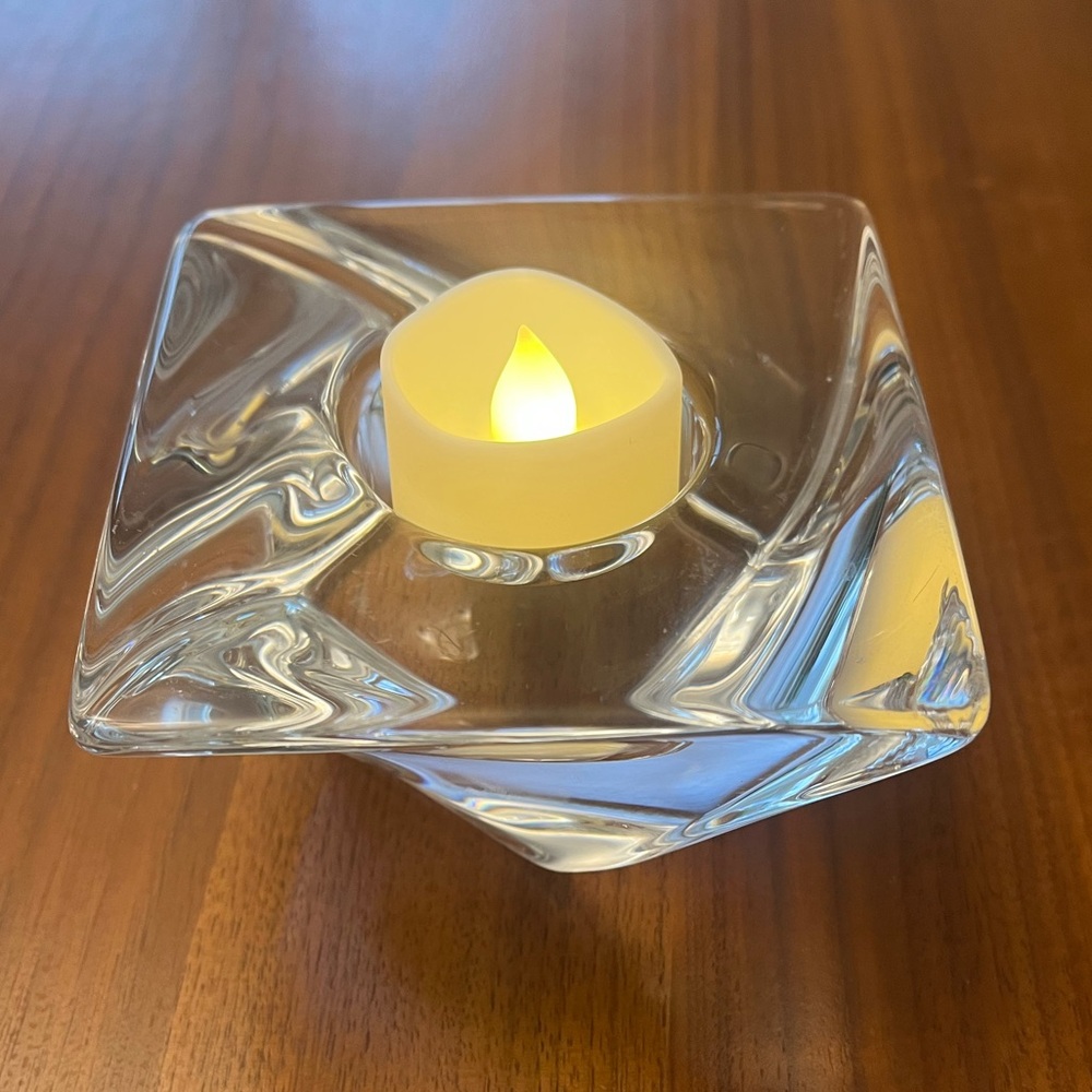 Orrefors Clear Glass Candle Holder